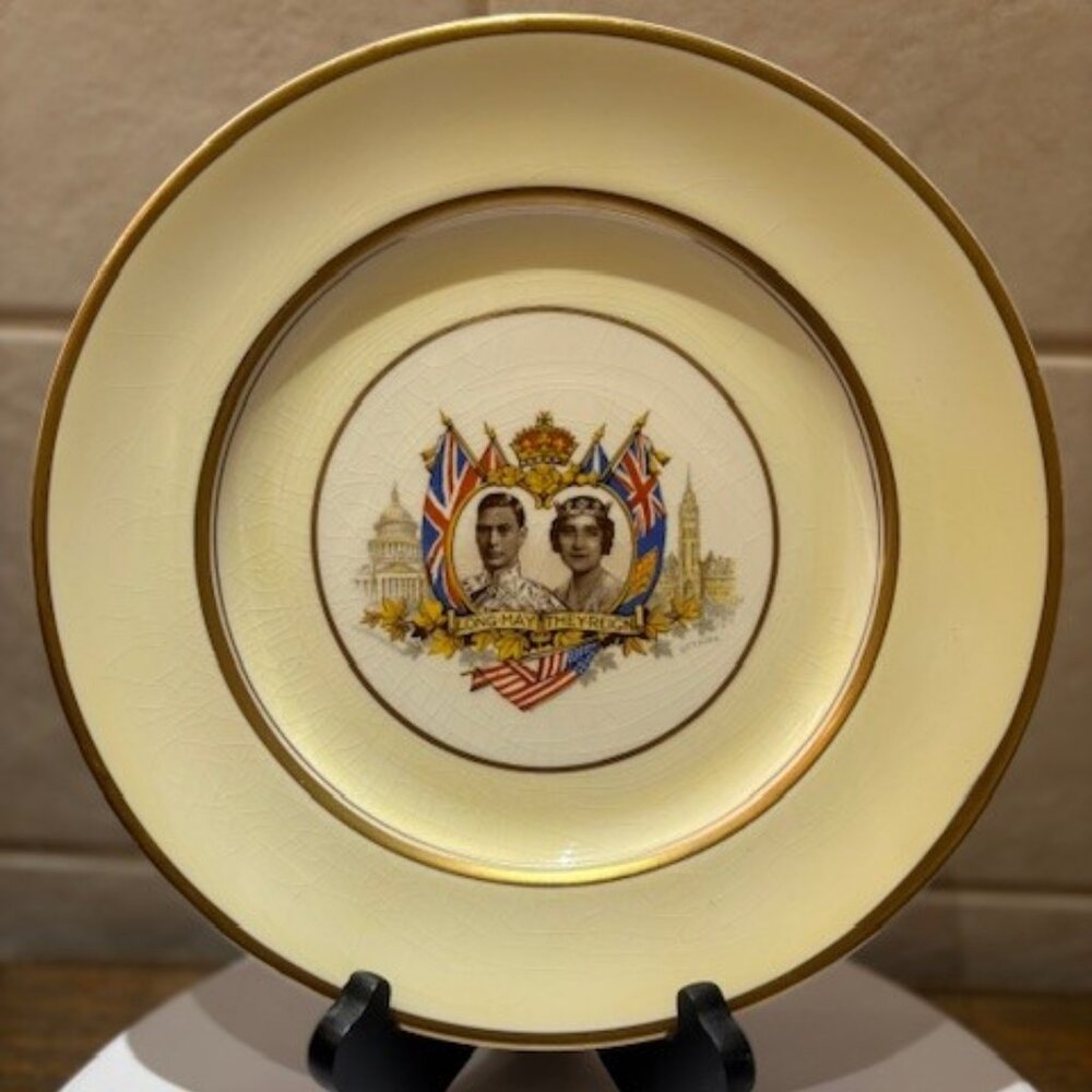 Vtg Commemorative King George VI Queen Elizabeth Plate Visit Canada USA 1939